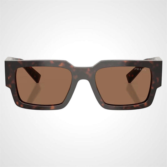 Prada 0PRB17S 17N06B brown root tortoise square frame men's sunglasses front view.