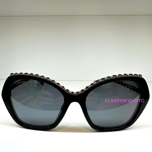 CHANEL CH5547Q c.622/T8 black butterfly grey polarized lens sunglasses front frame
