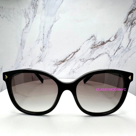 Prada PR22ZS 1AB0A7 black square sunglasses with gradient lens and gold studded hardware front view