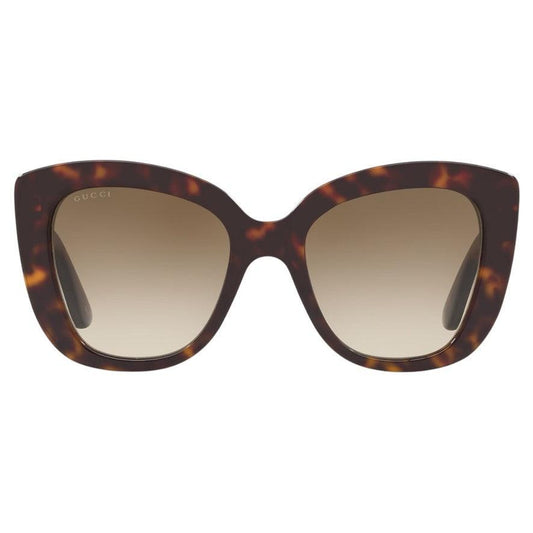 Gucci GG0327S 002 brown tortoise cat eye women's sunglasses front view