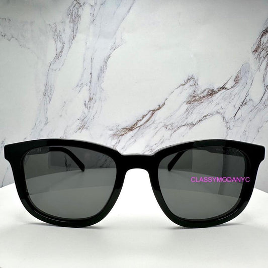 Prada 0PRA21S 16K08Z black square silver logo men’s sunglasses front view