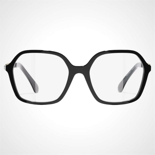 CHANEL CH3489Q C622 black acetate gold chain arms women's eyeglasses front frame