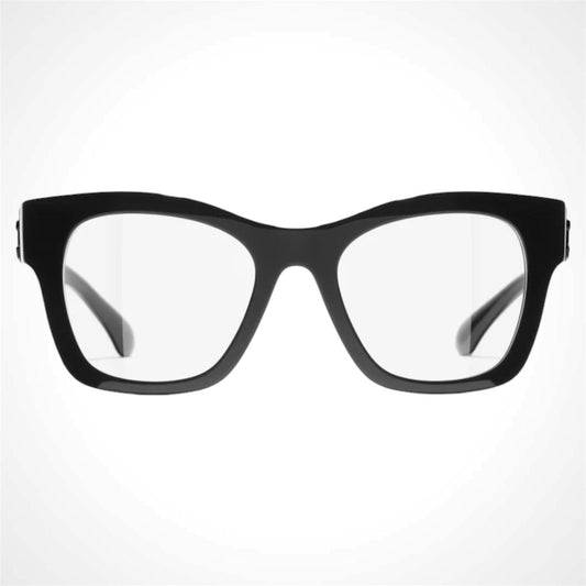 CHANEL CH3498 C622 women's black eyeglasses front view.