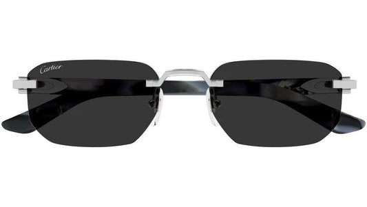 Cartier CT0622S 005 rimless men's sunglasses in black, grey and silver