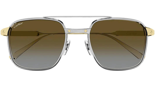 Cartier CT0610S 003 gold silver titanium aviator men's sunglasses
