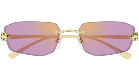 Cartier CT0474S 006 pink rimless gold panther arms women's sunglasses front view