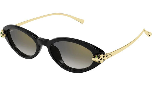 Cartier CT0634S 001 black oval gold panther grey sunglasses
