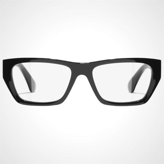 CHANEL CH3495 C622 black rectangle eyeglasses gold chain logo side view front view