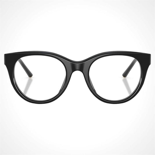Dolce & Gabbana 0DG3433 501 black pantos acetate eyeglasses with gold logo front view.