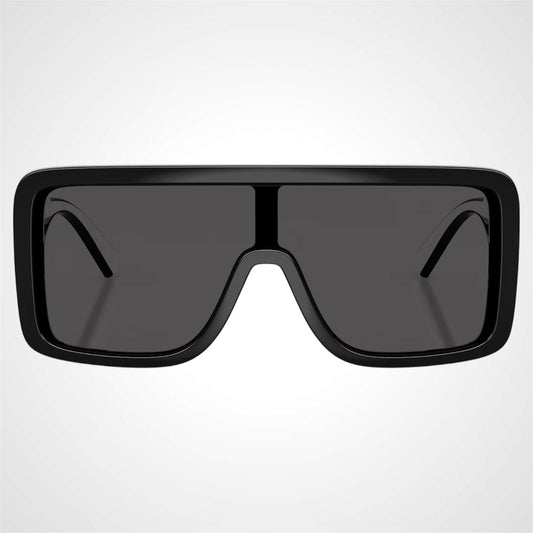 Dolce & Gabbana 0DG6204 501/87 black oversized shield white logo unisex sunglasses front frame view