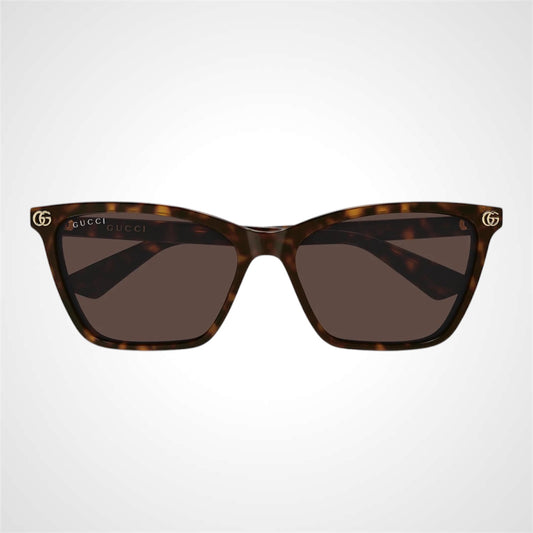 GG2111S 002 Gucci sunglasses brown tortoise shell square cat eye front view