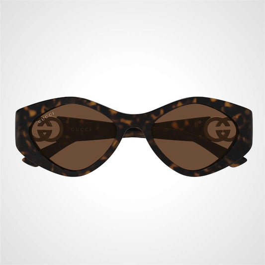 GG2121S 003 brown tortoise shell oval sunglasses front view