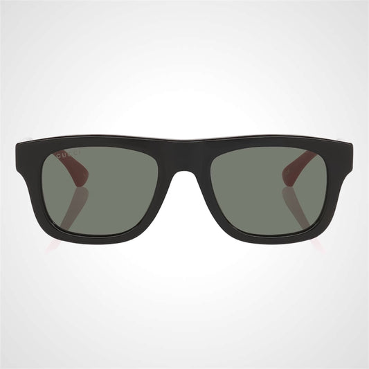 Gucci GG1991S 001 Black sunglasses with red and green web arm front view for men