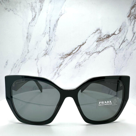 PRADA 0PR19ZS 1AB5S0 black oversized square sunglasses with grey lens for women