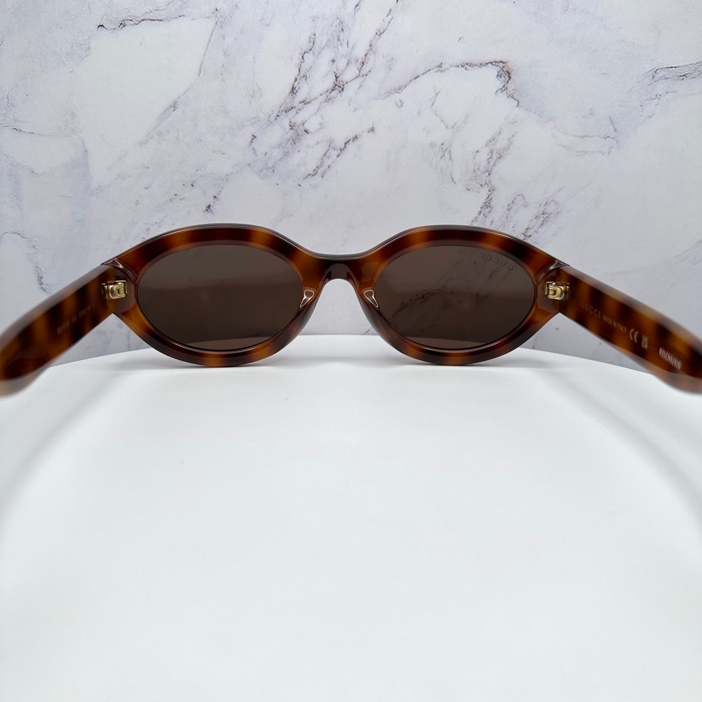 Gucci Brown Gold Sunglasses Oval Interlocking GG Logo GG1579S 002