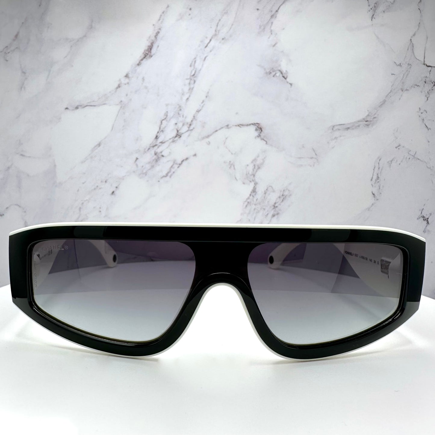 Chanel Shield Sunglasses CC Logo CH6057 Black & White