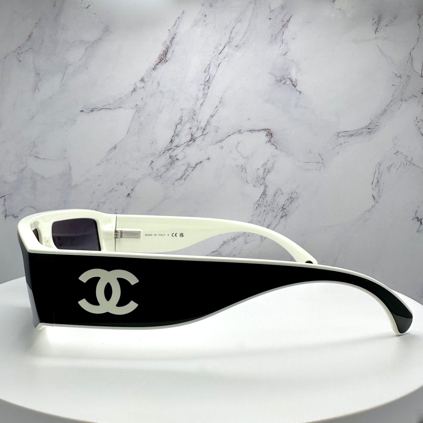 Chanel Shield Sunglasses CC Logo CH6057 Black & White