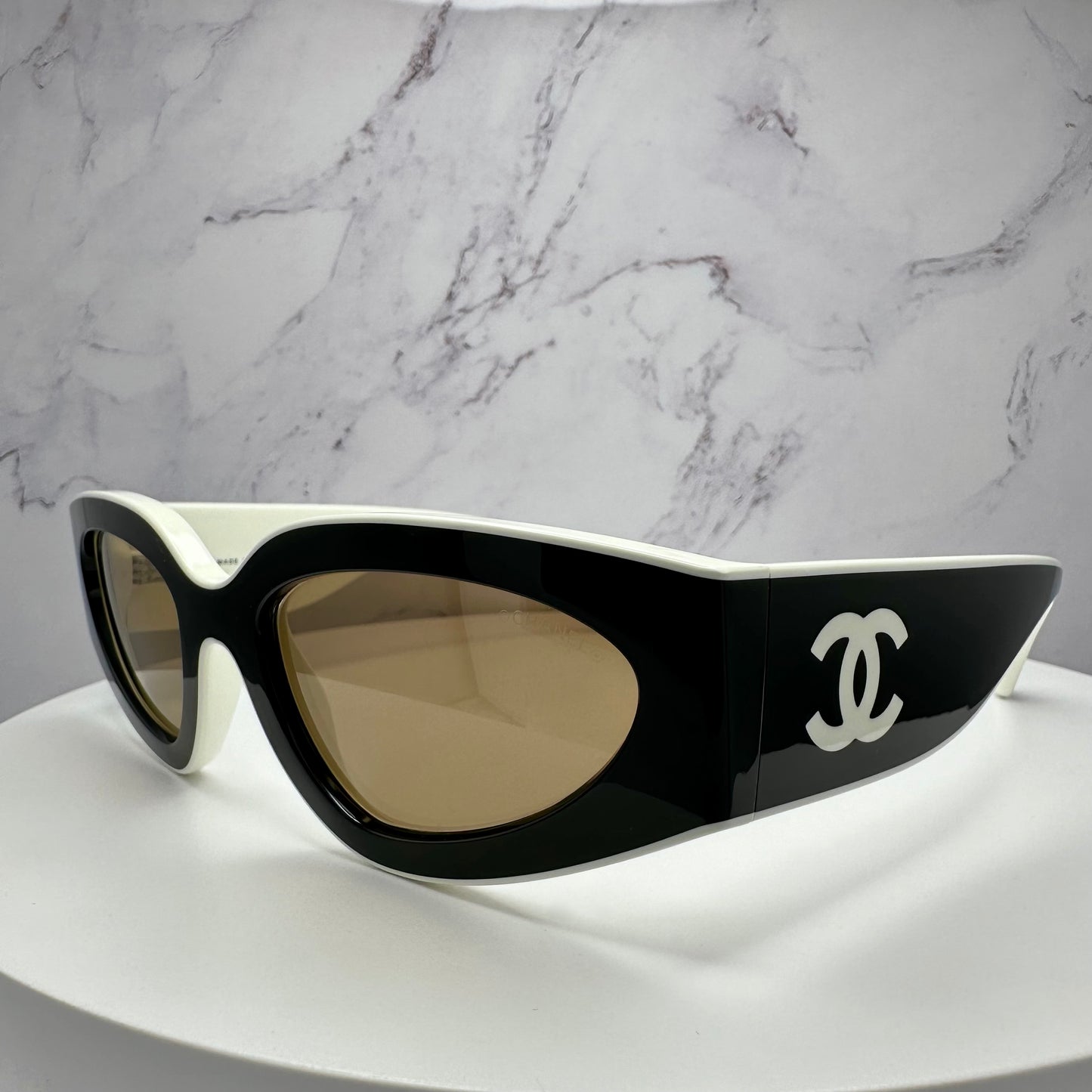 Chanel Sunglasses Cat Eye CC Logo CH6056 Black & White