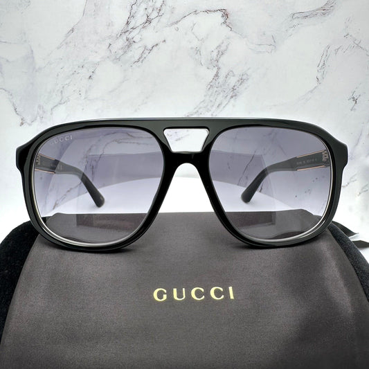 Gucci GG1188S 002 black aviator pilot sunglasses with grey lens.