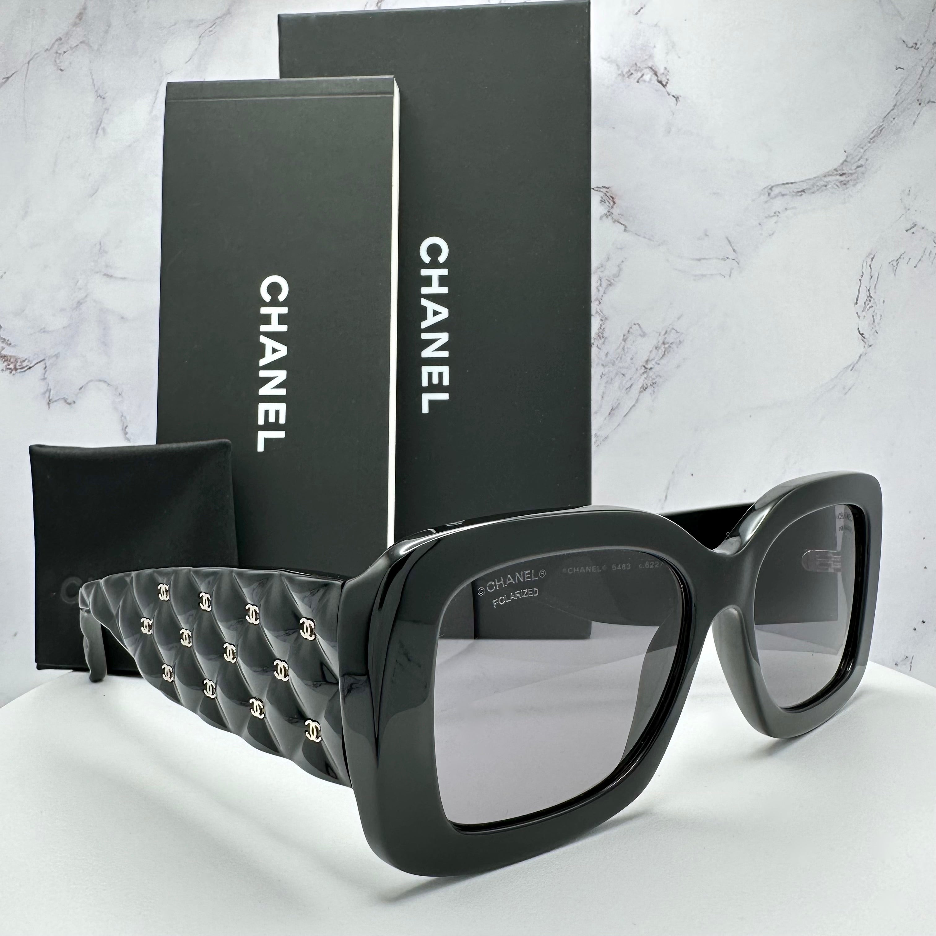 CHANEL Women s Rectangle CC Logo Polarized Sunglasses