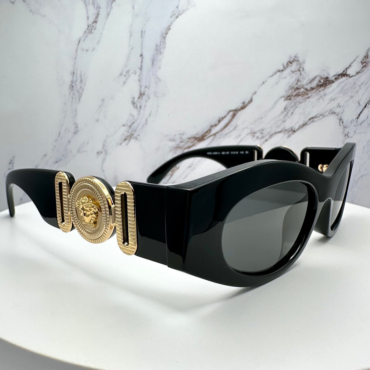 VERSACE Sunglasses VE4480U GB1/87 Oval Black Gold Medusa Logo