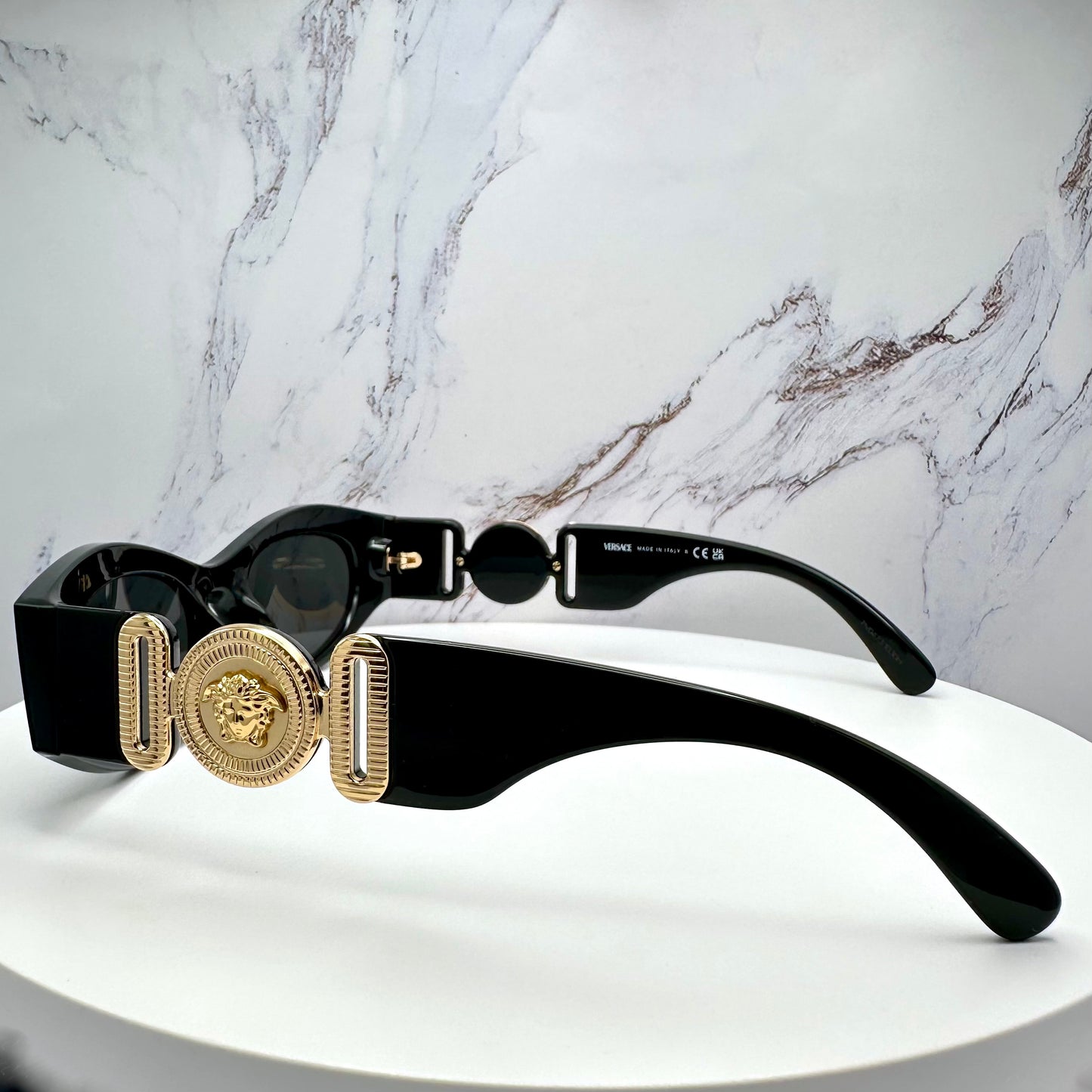 VERSACE Sunglasses VE4480U GB1/87 Oval Black Gold Medusa Logo
