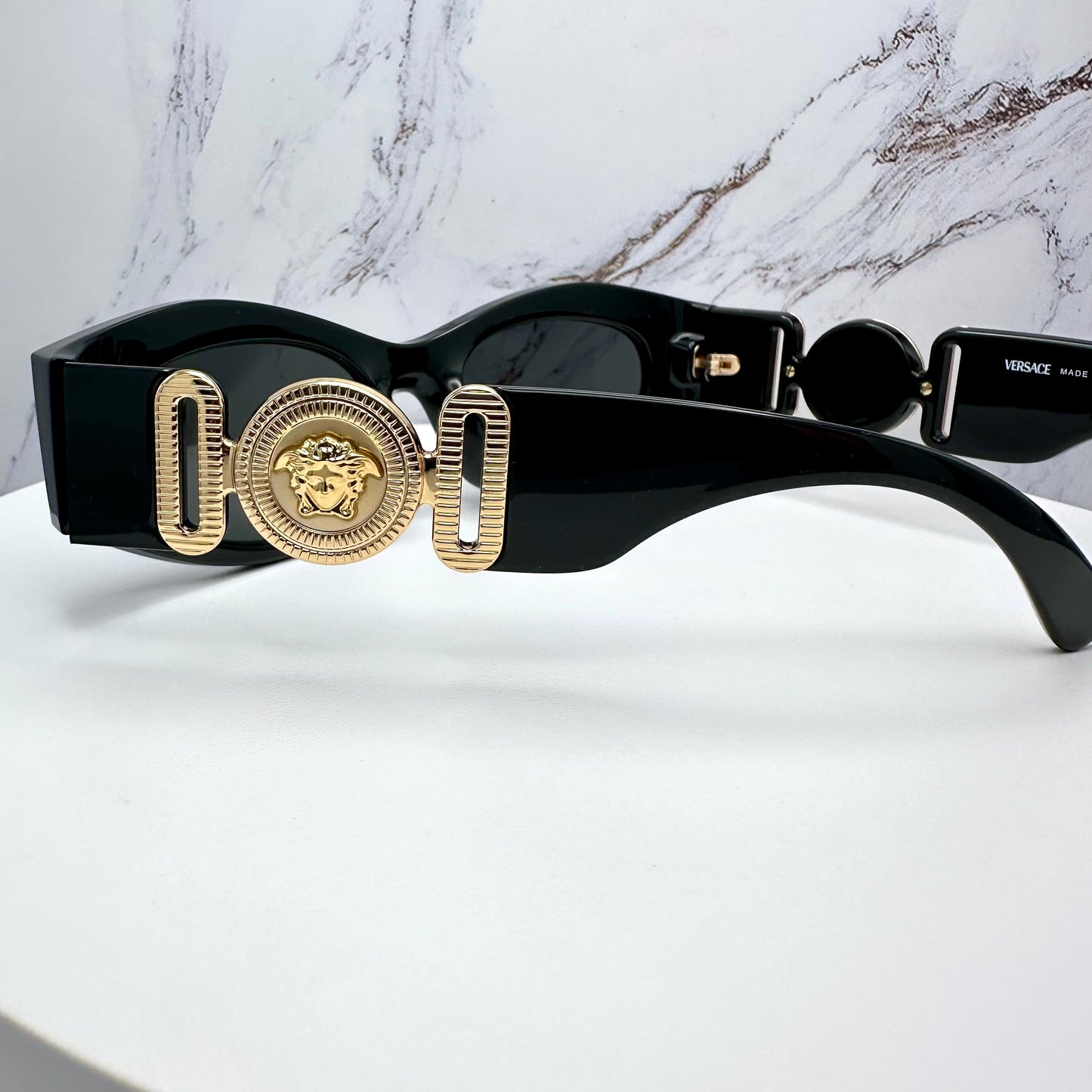 VERSACE Sunglasses VE4480U GB1/87 Oval Black Gold Medusa Logo