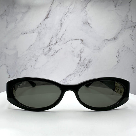 Gucci GG1660S 001 black oval 'Hailey' Bieber Sunglasses front view