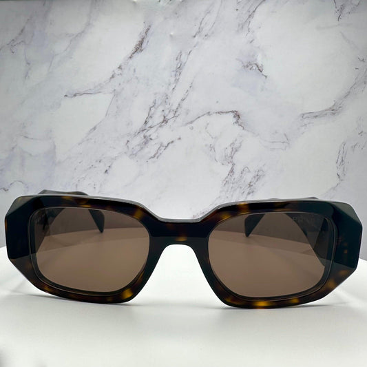 PRADA 0PR17WS 2AU8C1 brown tortoise gold symbole logo sunglasses front view.