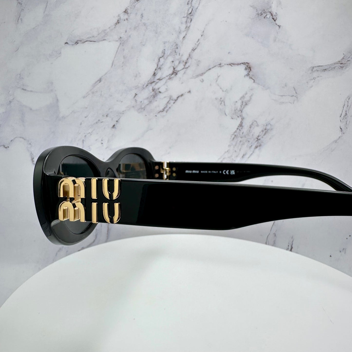 MIU MIU Sunglasses Black Gold Oval MU06ZS 1AB-5S0