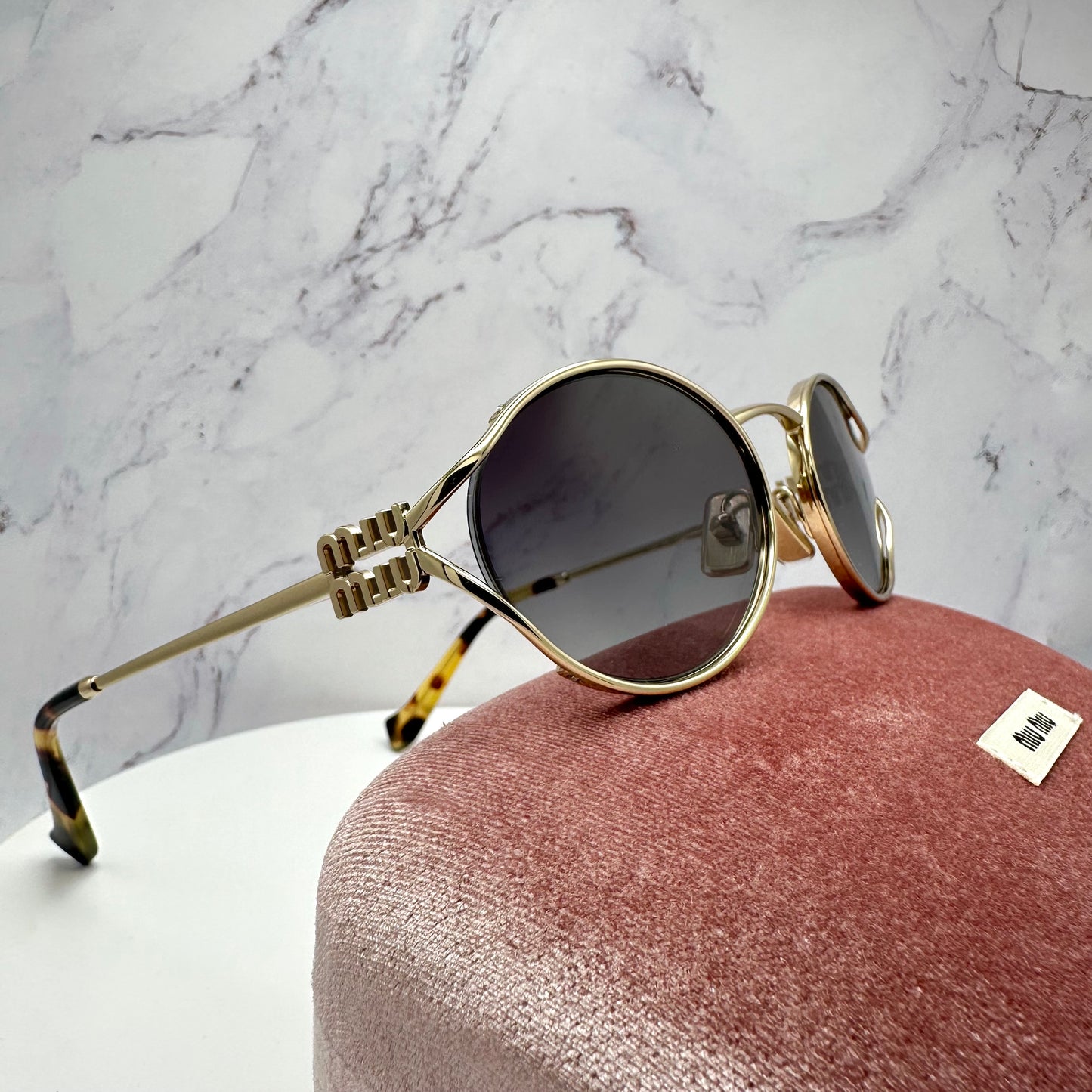 MIU MIU Sunglasses Gold Metal Slim Oval MU52YS ZVN-5D1