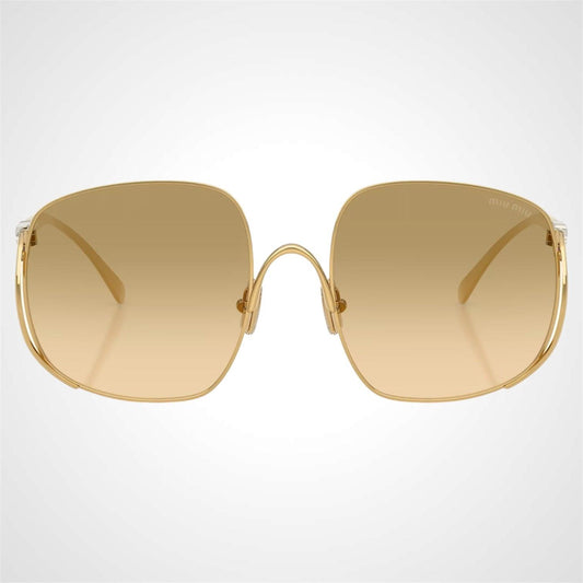 MIU MIU 0MUA57S 5AK20S gold oversized camomilla square women's sunglasses front view