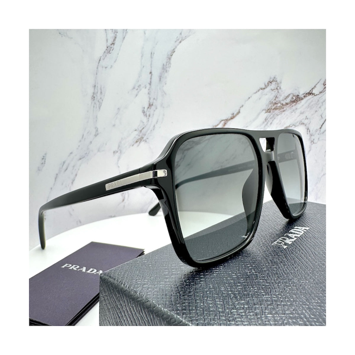Prada Aviator Sunglasses in Gray with Case Prada - The Iconic Metal Plaque Collection - Aviator  main image 2