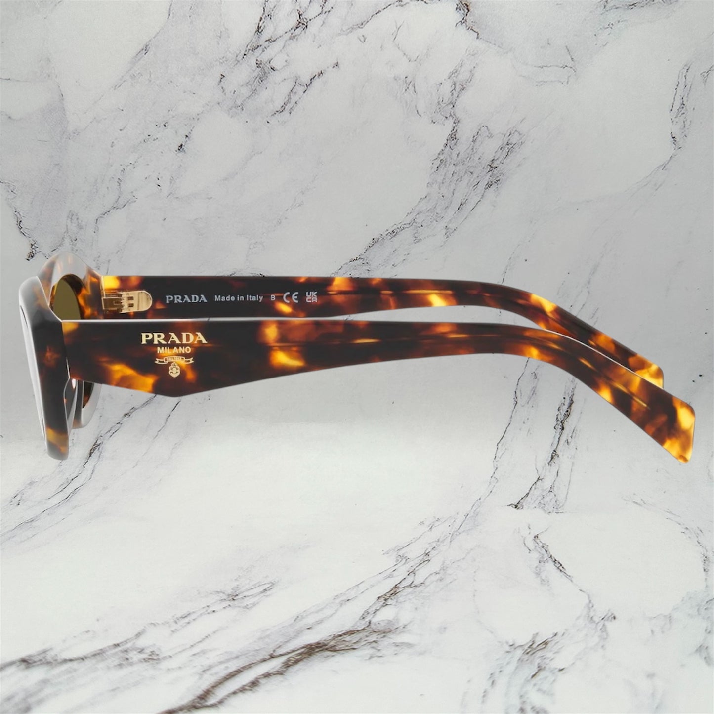 Prada Sunglasses PR26ZS Womens Symbole Logo Brown Tortoise