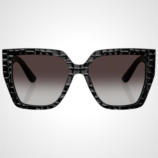 Dolce & Gabbana DG4438 32888G black square crocco acetate women's sunglasses front view