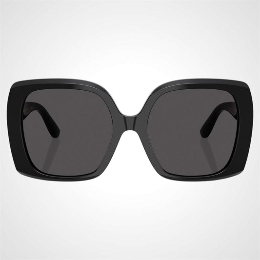 Dolce & Gabbana DG4475 501/87 black oversized square frame sunglasses with gold logo.