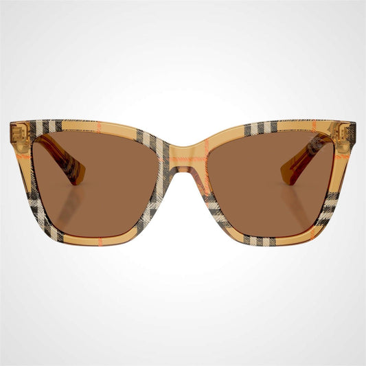 Burberry BE4470 416373 brown classic check square women's sunglasses front view