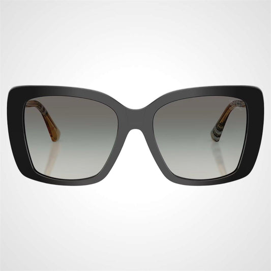 Burberry BE4456 416111 black oversized women's sunglasses with brown check arms front frame
