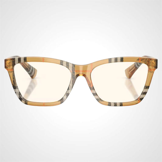 Burberry 0BE2440 4163 brown check sand eyeglasses for women front view