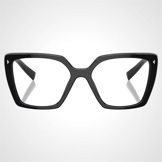 Prada 0PR16ZV 1AB1O1 black oversized silver hardware women’s eyeglasses front frame