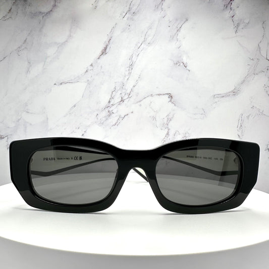 Prada 0PRB05S 09Q08Z black white rectangle symbole sunglasses front view