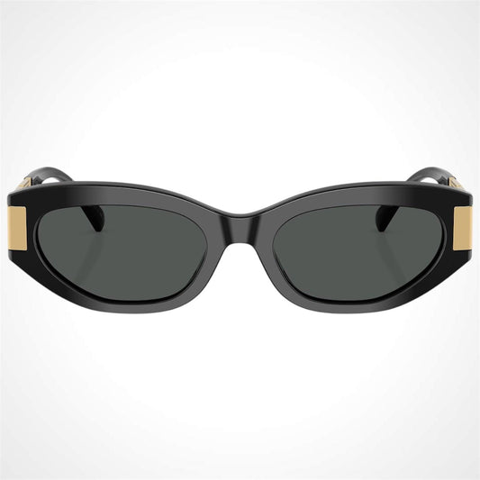 VERSACE 0VE4501 GB1/87 black oval metal acetate greca logo sunglasses front view