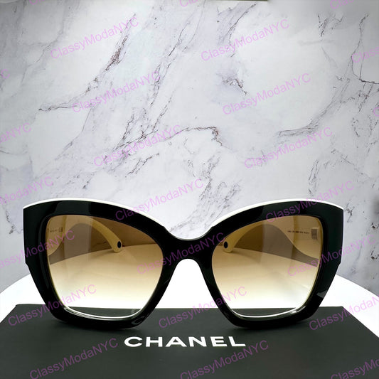 CH6058 C1656/51 Chanel black white butterfly sunglasses front view