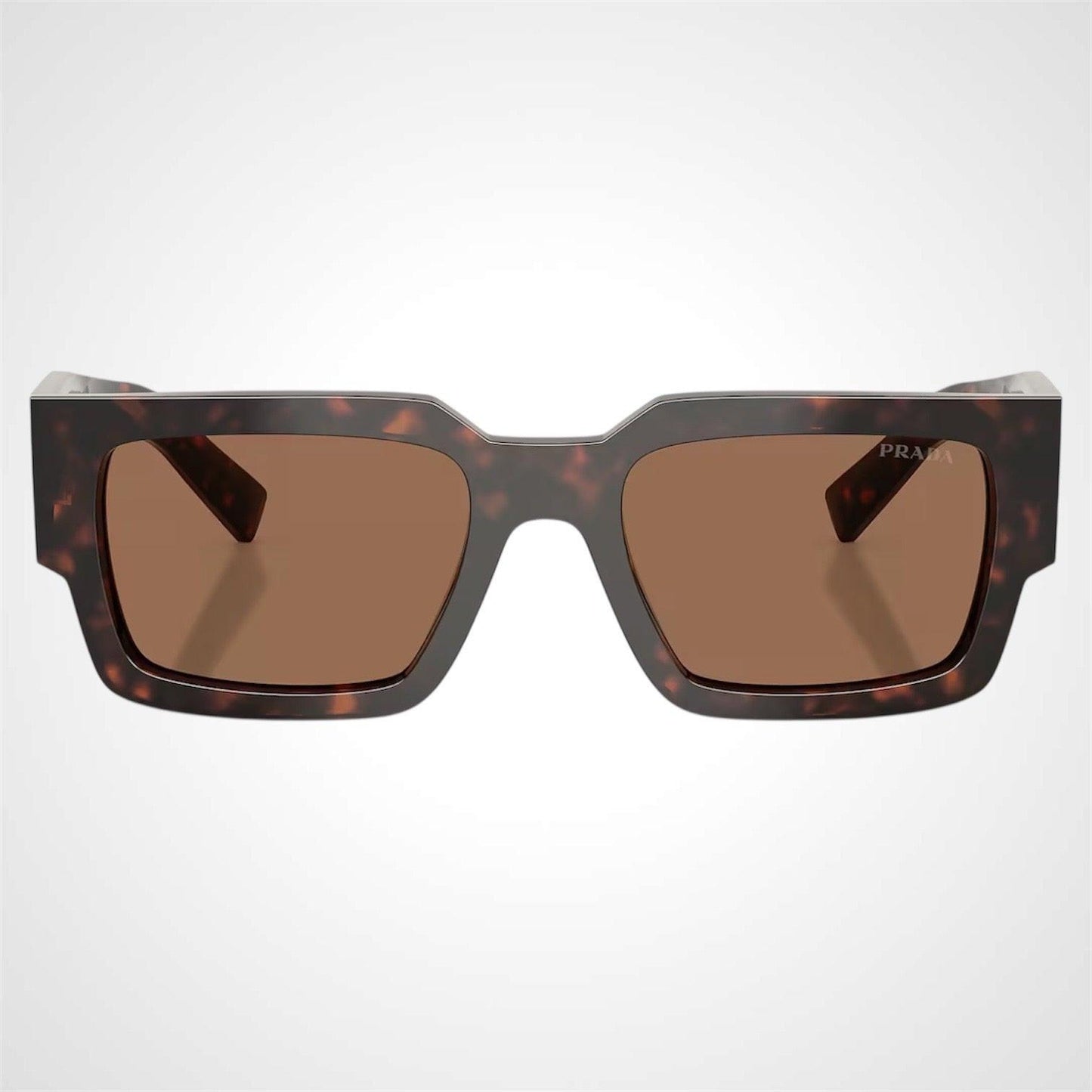 Prada 0PRB17S 17N06B brown root tortoise square frame men's sunglasses front view.