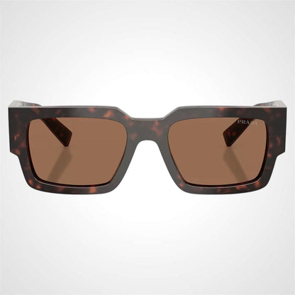 Prada 0PRB17S 17N06B brown root tortoise square frame men's sunglasses front view.