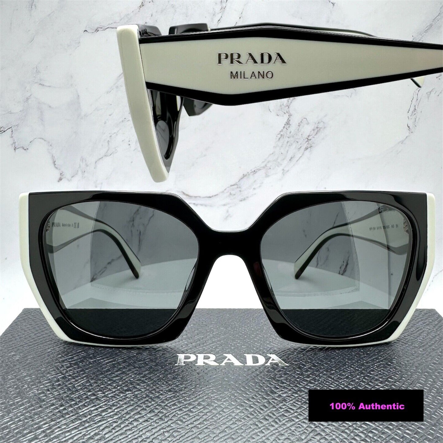 PRADA Symbole Black White Gold PR 15WS Sunglasses