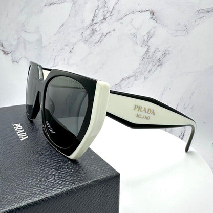 PRADA 0PR15WS 09Q5S0 black white talc square oversized symbole sunglasses for women