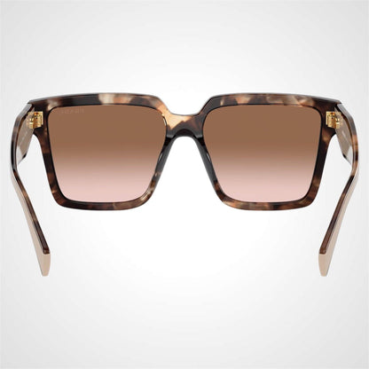 Prada 0PR24ZS 07R0A6 brown beige symbole square gold logo sunglasses for women back view