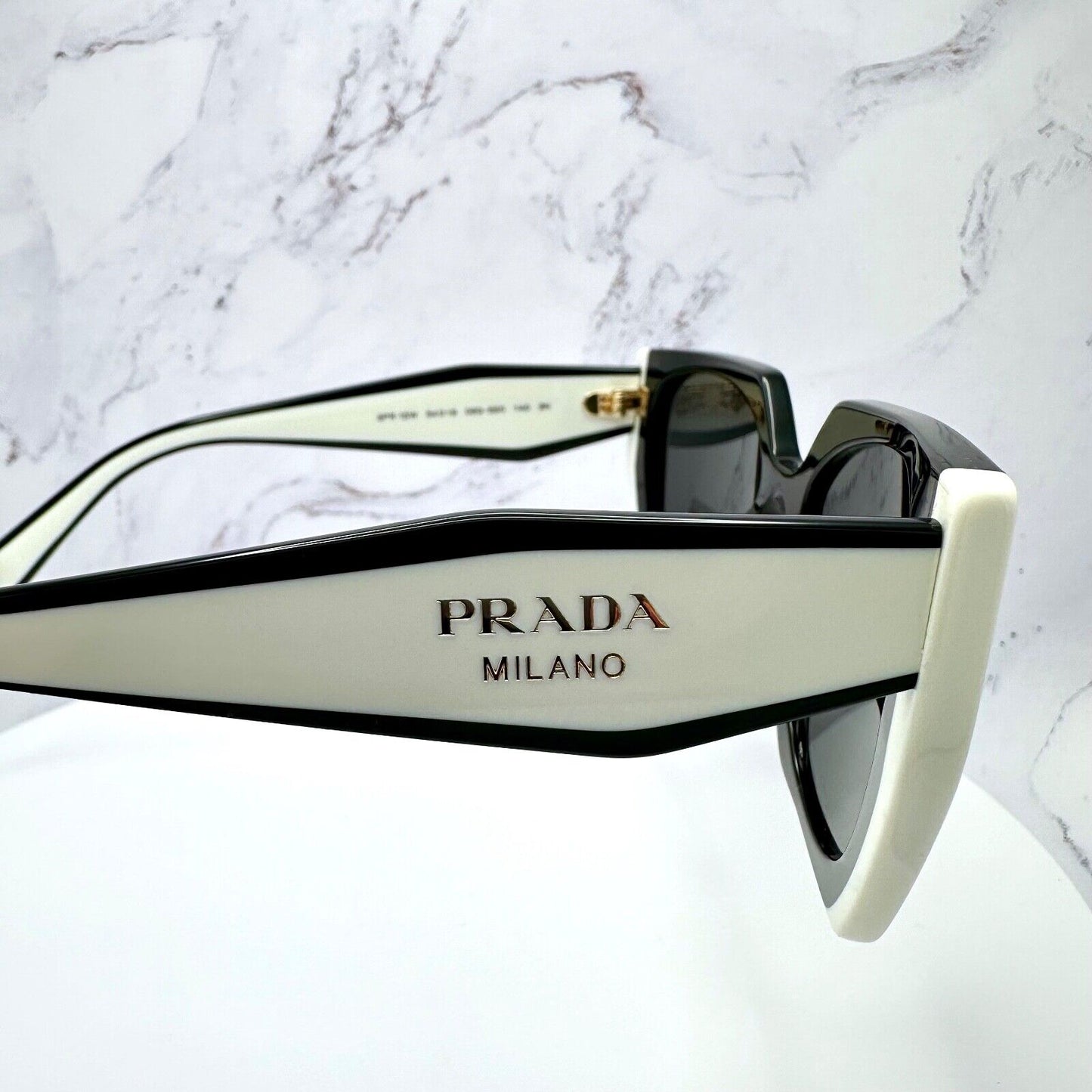 PRADA Symbole Black White Gold Sunglasses PR15WS