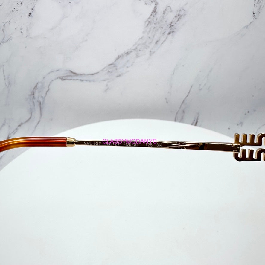MU 52YS 70E1T Miu Miu Sunglasses Brass Gold Dark Brown Lens UOC 8056597886932